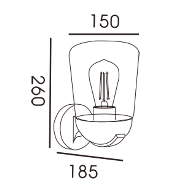 Nástěnná lampa s plochým skleněným krytem HR60112 Nástěnná lampa s plochým skleněným krytem HR60112